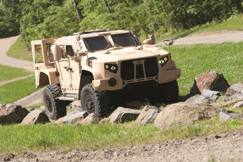 The Oshkosh L-ATV is the next-generation light vehicle solution for the JLTV program.  L-ATV provides a smooth ride across challenging terrain to reduce travel fatigue - and help troops arrive more alert and ready for the mission at hand. (Photo: Oshkosh Defense)