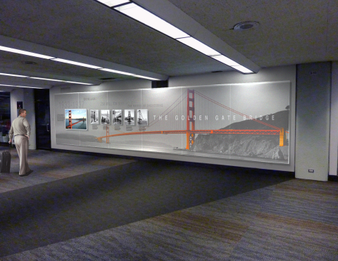 Proposed historical wall features one of the most iconic marvels of engineering: the Golden Gate Bridge. Sponsored historic videos are featured to entertain and educate passengers.
