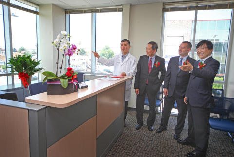 UnitedHealthcare executives and community leaders tour the new UnitedHealthcare Asian Resource Center in Los Angeles' Koreatown, Tuesday, June 18. The new center will focus on serving the Korean-American community, providing Medicare beneficiaries with customer service support and information in Korean and English. Left to right: Jin Suh, M.D.; Chris Law, national vice president, UnitedHealthcare Asian Initiatives; Greg Wright, West Region president, UnitedHealthcare Medicare & Retirement; and Min Cha, M.D., president, Seoul Medical Group (Photo:Jamie Rector).