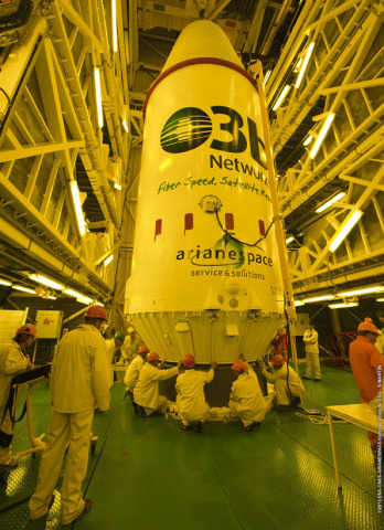 O3b Fairing and Composite attached to the top of the Soyuz rocket. (Photo: Business Wire) 