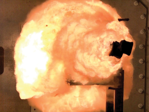 The Electromagnetic Railgun uses high-power electromagnetic energy, instead of explosive chemical propellants, to launch a projectile farther and faster than any gun before it. (Photo: Office of Naval Research)