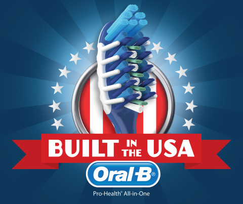 Oral-B(R) is celebrating American-built products with a Built in the USA campaign to challenge all Americans to start their day by brushing with an Oral-B Pro-Health(R) All-in-One manual toothbrush (Graphic: Business Wire)