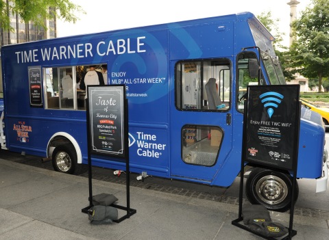 Time Warner Cable celebrates the launch of TWC WiFi and baseball themed food trucks during MLB All-Star week in New York City. (Photo by Bryan Bedder/Getty Images for Time Warner Cable)