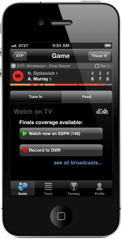 DISH's Hopper API's integrated in to the Thuuz Sports app. Change the channel on a Hopper receiver right from the Thuuz app. (Photo: Business Wire)