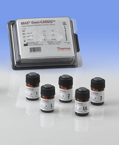 The Thermo Scientific MAS Omni-CARDIO controls consolidate routine cardiac markers including Troponin I and T, CK-MB, Myoglobin, NT-proBNP and BNP-32 with several new cardiac/STAT markers including Myeloperoxidase, hCG, D-Dimer and Procalcitonin. These new analytes extend the usage of MAS Omni-CARDIO controls into the ER/ICU hospital setting, where rapid turnaround and reporting of tests is critical to the support of potentially life threatening situations. (Photo: Business Wire)