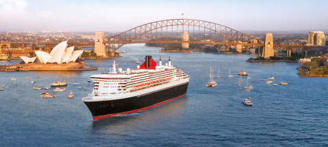 Cunard's flagship Queen Mary 2 in Sydney, Australia. In 2015, she will meet sister ship Queen Victoria Down Under in Sydney to celebrate the company's 175 years of service. (Photo: Business Wire)