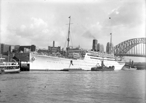 Franconia, Cunard's regular World Cruise ship before World War II, seen in Sydney, Australia in 1934 on the first of many visits to the port by Cunard ships. (Photo by Frederick Garner Wilson, courtesy of the Australian National Maritime Museum)