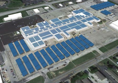 Lifeline Data Centers Eastgate campus pictured with the planned solar arrays. (Photo: Business Wire)