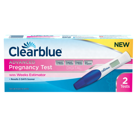 Using first-of-its-kind technology, the new Clearblue Advanced Pregnancy Test with Weeks Estimator is like two tests in one, providing women with more information right at the beginning of pregnancy than ever before. (Graphic: Business Wire)