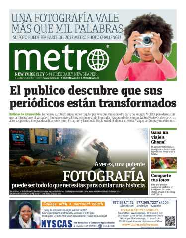 The cover of today's Metro celebrates pictures as a Universal Language understood by all. (Photo: Business Wire)