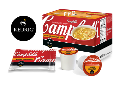 "Campbell's Fresh-Brewed Soup(TM)" will offer consumers the taste and experience of "Campbell's" soups in a convenient snack that can be prepared at the touch of a button in Keurig(R) brewers. (Photo: Business Wire)