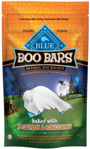 Candy is not a safe treat for dogs at Halloween but BLUE Boo Bars, available at PetSmart, provide a natural and safe option for pet parents. (Photo: Business Wire)