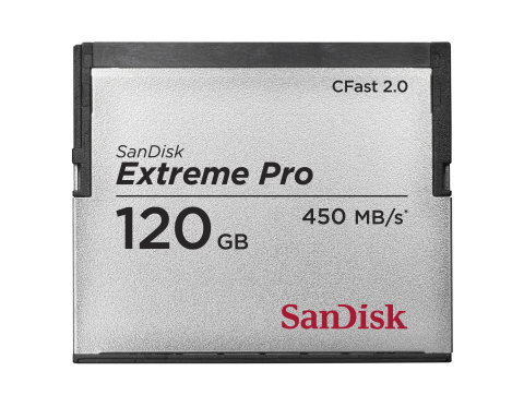 The 120GB SanDisk Extreme Pro CFast 2.0 memory card is the world's fastest memory card, with read speeds of up to 450MB/s (3000X) for maximum workflow efficiency and write speeds up to 350MB/s (2333X) for faster recording performance. (Photo: Business Wire)