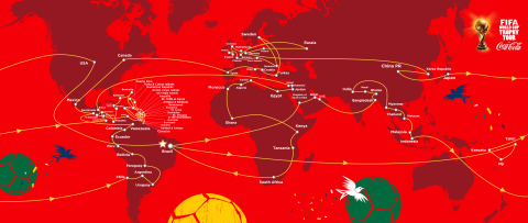 In a tour spanning more than 92,000 miles, Coca-Cola and FIFA will take the iconic FIFA World Cup(TM) Trophy on its longest journey to date. (Graphic: Business Wire)