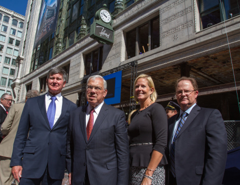 Christopher M. Jeffries, Founding Partner of Millennium Partners; Thomas M. Menino, Mayor of Boston; Pam Hamlin, President of Arnold Worldwide, Boston; Edward Roche, Owner and COO of Roche Bros. Photo Credit: Russ Campbell