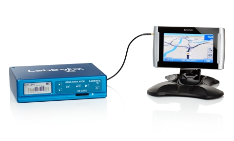 LabSat3 GNSS Simulator replaying raw data into a navigation device (Photo: Business Wire)