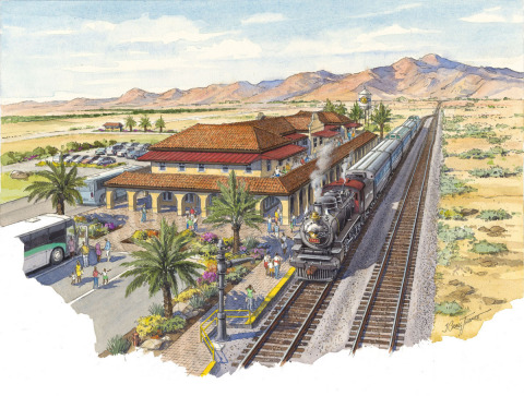 Artist Rendering of Cadiz Southeastern Railway Depot, Museum & Cultural Center planned for Cadiz,California. (Graphic: Business Wire)