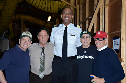 For the first time in thirty years, Airplane! directors and cast members David Zucker, Robert Hays, Kareem Abdul-Jabbar, Jerry Zucker, Jim Abrahams reunite to film Wisconsin Tourism commercials in Los Angeles on September 19, 2013. (Photo: Business Wire)
