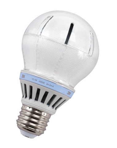 The new 3M LED Advanced Light for Enclosed Commercial Applications recreates the bright, even glow of an incandescent bulb, but uses up to 80 percent less energy and can last up to 25 years, with a potential savings of up to $140 of electricity over a single bulb's lifetime. (Photo: 3M)