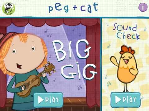 PBS KIDS launched a collection of new online and mobile games and activities from its newest media property PEG + CAT, including a new app: PEG + CAT Big Gig. Image credit: © 2013, Feline Features LLC.