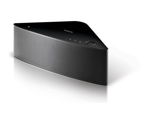 The Samsung Shape(TM) Wireless Audio Multiroom system offers versatile design and untethered entertainment throughout the home, from various music sources, all accessed with the touch of a smartphone. The flexible new M7 speaker (pictured here, available in black and white) can be used alone or in combination with the Samsung Hub and additional M7 speakers to create a multi-room system. (Photo: Business Wire)