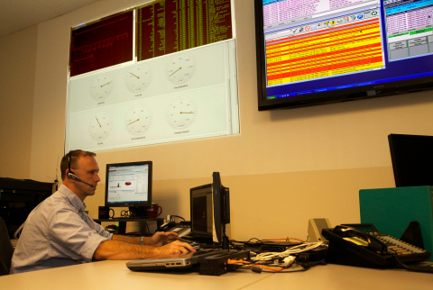 The industrial Internet provides a smart, secure connected enterprise for manufacturers using new technologies such as remote monitoring. Above, a Rockwell Automation engineer in North America monitors operations for International Paper Co. plants. (Photo: Business Wire) 
