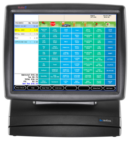 VeriFone's Ruby2 is a fully-touchscreen console that increases checkout speed by providing fast and efficient order and payment processing, and a smaller footprint for increased counter space. (Photo: Business Wire)