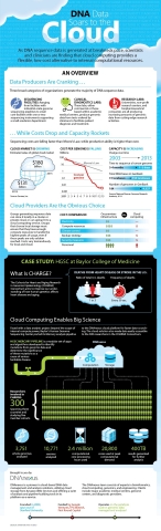 As DNA sequence data is generated at breakneck pace, scientists and clinicians are finding that cloud computing provides a flexible, low-cost alternative to internal computational resources. (Graphic: Business Wire)