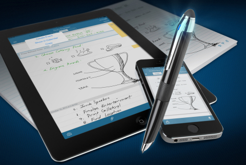 The Livescribe 3 smartpen, shown here with an iPad and iPhone, is the ultimate note-taking companion. (Photo: Business Wire)