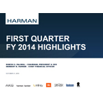 HARMAN 1QFY2014 Supporting Slide Deck