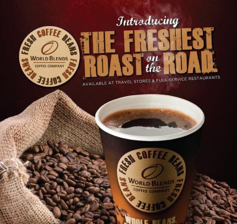 TravelCenters of America introduces World Blends Coffee Company, with premium whole bean blends ground on-site just before brewing. Now available exclusively at TA and Petro Stopping Centers locations.

(Photo: Business Wire)