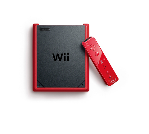Wii mini is matte black with a red border, and comes with the Mario Kart Wii game, a red Wii Remote Plus controller and a red Nunchuk controller. While availability will differ somewhat according to location, shoppers can expect to see Wii mini in stores by the middle of November. (Photo: Business Wire)
