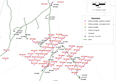 Drill Hole Location Map for the Peak Zone, Chief Danny prospect, Tetlin Project, Alaska (Graphic: Business Wire)