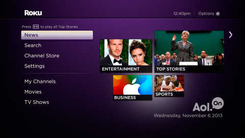 Roku Adds Integrated News Service Powered by AOL (Photo: Business Wire)