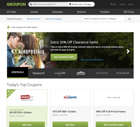 Groupon announced the launch of Freebies (www.groupon.com/freebies), a new category in the company's ecommerce marketplace that provides shoppers with an easy way to save money in the online stores of their favorite brands. (Graphic: Business Wire)