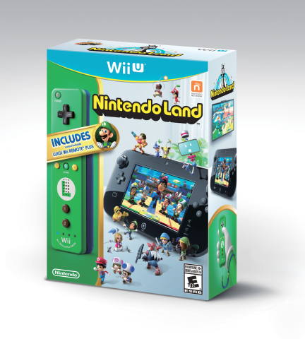 Nintendo Land for Wii U comes packaged with a Luigi-themed Wii Remote Plus controller (Photo: Business Wire)
