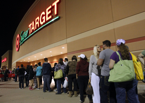 In Target stores, crowds began gathering hours before the 8 p.m. opening and teams reported lines that stretched several blocks. (Photo: Business Wire)