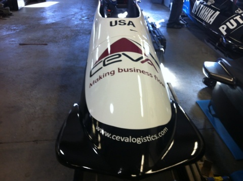 U.S. Bobsled featuring CEVA Logistics, a new sponsor, as the team competes in the World Cup to select its U.S. Olympic team. (Photo: Business Wire)