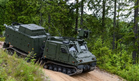 The BvS10 armored all-terrain vehicle is designed to provide total operational support where other vehicles cannot. (Photo: BAE Systems, Inc.)