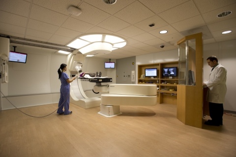 View of the MEVION S250 Proton Therapy System treatment room at the Siteman Cancer Center at Barnes-Jewish Hospital in St. Louis, MO. (Photo: Business Wire)