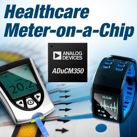 The ADuCM350 is a complete meter-on-a-chip optimized for portable health applications such as point-of-care diagnostics, remote health/vital signs monitoring and home/self-test health meters. (Photo: Business Wire)