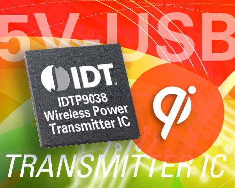 IDT Introduces Industry's First Single-chip 5V Wireless Power Transmitter Solution. IDT's Highly-integrated Solution Enables Development of Qi-compliant USB-powered Wireless Charging Bases With 75% Fewer ICs than Competing Solutions (Graphic: Business Wire)
