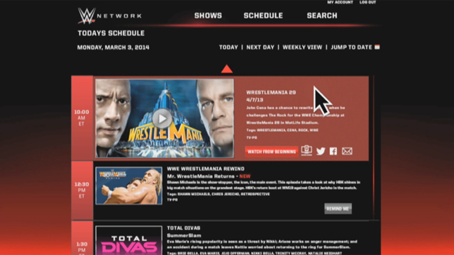 WWE Network demonstration. 