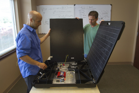 Developed from a 3D printed prototype made from strong ABS plastic, the FORTY2 is a solar generator using sunlight to power lights and laptops. (Photo: Stratasys)