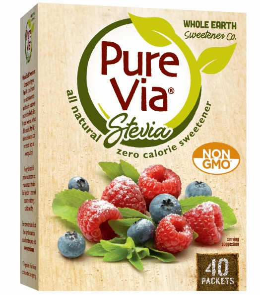 PURE VIA Stevia Sweetener Packets, Sugar Substitute, Natural Sweetener,  Zero Cal