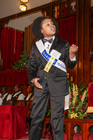 Amari Venzor, a fifth-grade student at Cornelius Elementary, secured first place at the 18th Annual Gardere MLK Jr. Oratory Competition in Houston. No stranger to the event, Amari, who was also a finalist in the 2013 competition, delivered a passionate speech about the importance of educating today's youth. (Photo: Business Wire)