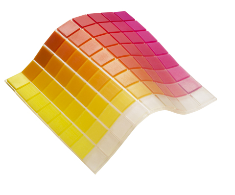 One of the six new rubber-like Tango color palettes, enabling diverse transparent to opaque colors with additional new Shore A Values, combining various degrees of flexibility & color translucency in one print job* (Photo: Stratasys Ltd.)