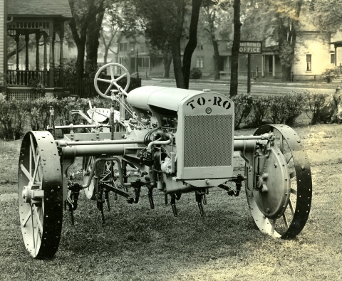 In 1919, the company introduces its first Toro-branded piece of equipment, a revolutionary farm machine that could be converted from a standard farm tractor to a two-row power cultivator. Known as the Toro TO-RO Utility Tractor, it enables farmers to perform multiple tasks while saving time, money and labor. (Photo: Business Wire)
