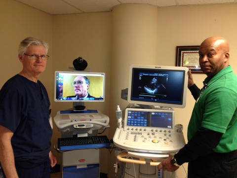 Gary Mileski and Doug Harvey with EchoCart at Johnston Memorial Hospital (Photo: Business Wire)
