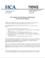 HCA Reports Fourth Quarter 2013 Results